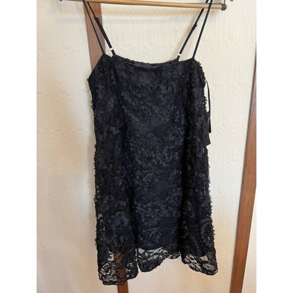 NEW Lulus Women's Dress Mini Spaghetti Straps Black Lace Bodycon Size Small